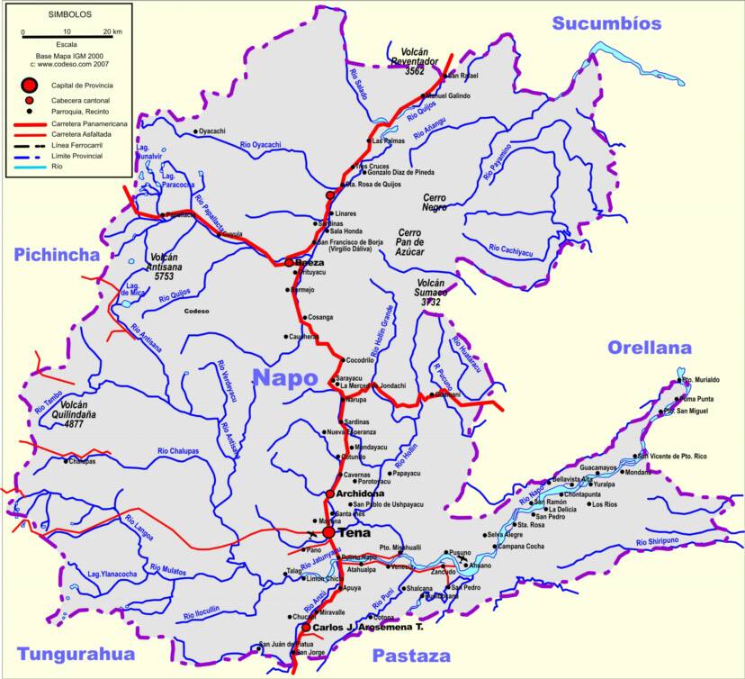 Map Napo Province mapa Karte Mapa Map Landkarte Napo